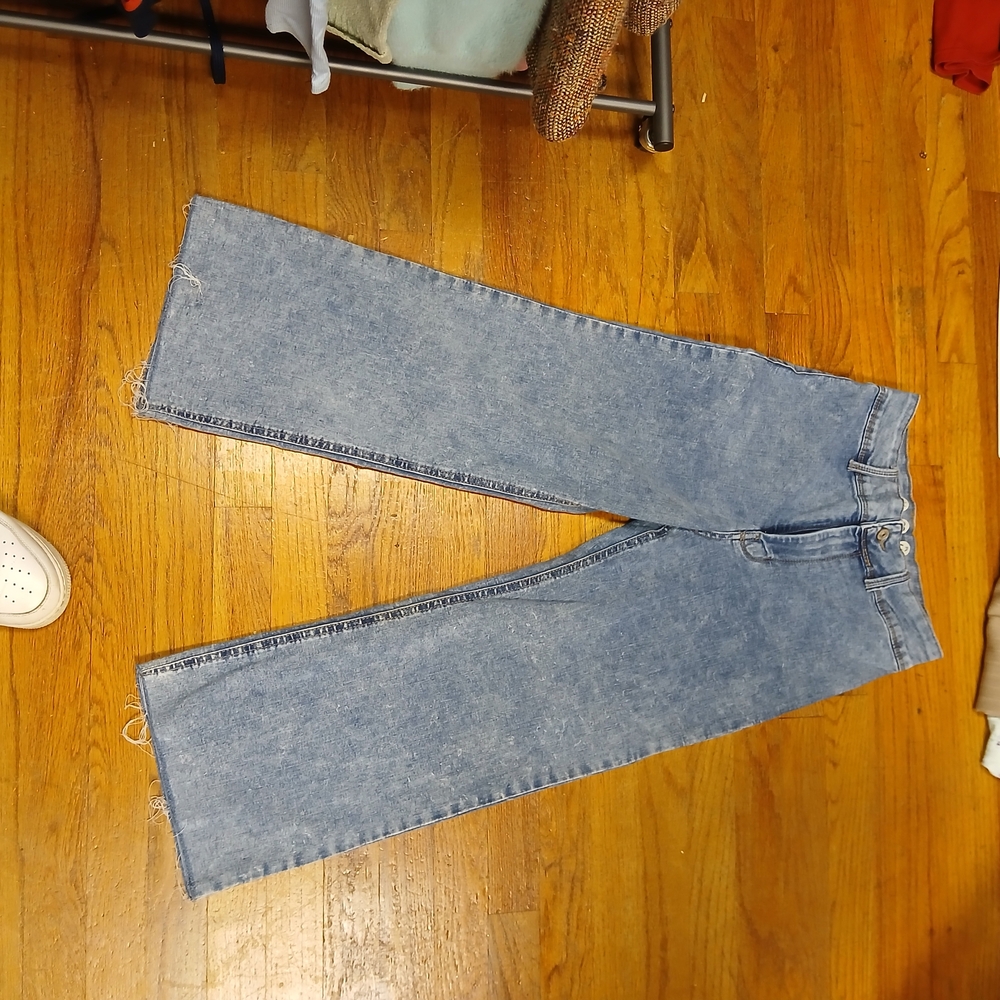 Blue Denim Wide-Leg Jeans